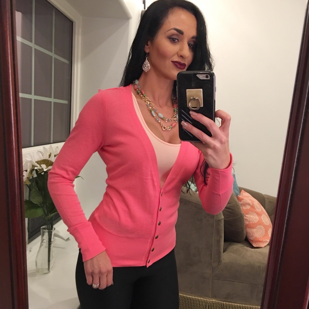 NEW cozy Light pink brass snap cardigan - Picture 5 of 8